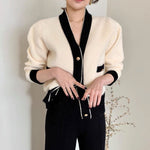 Classic Black and Beige Knitted Cardigan