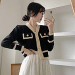 Color Contrast Diamond Knit Cardigan