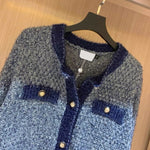 Classic Blue Glitter Cardigan with Metal Button