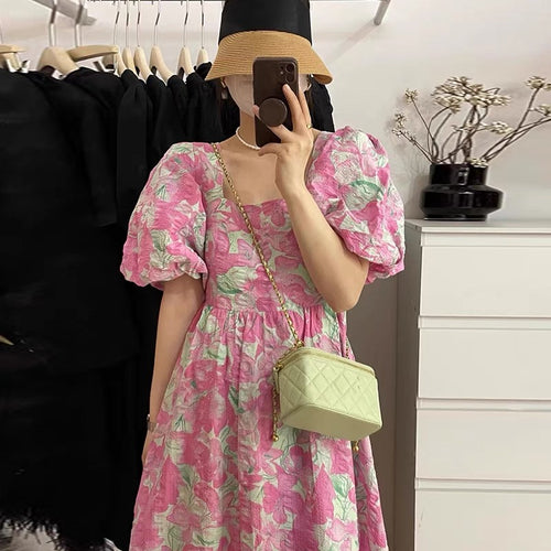 Floral Puffed Sleeve Babydoll Dress