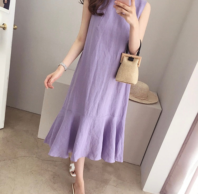 Round Neck Sleeveless Tunic Dress