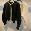 Lady Look Soft Wool Cashmere Cardigan with Pearls buttons