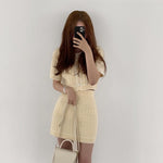 Egg Yellow Knitted Two-Piece Dress Set