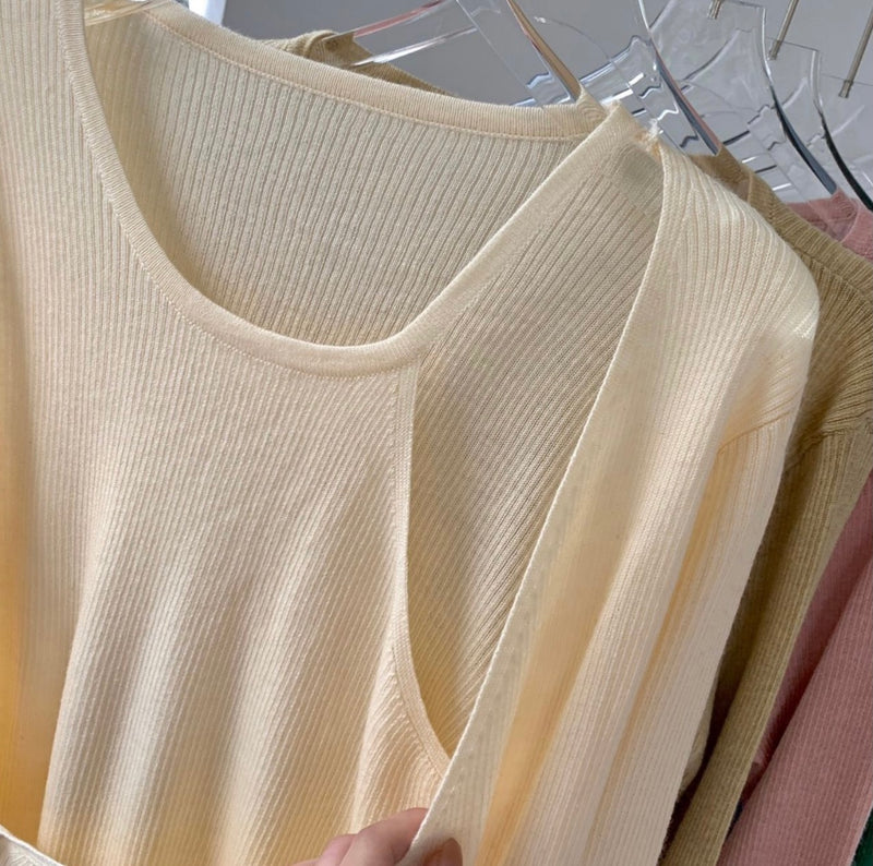 Designer Asymmetrical Two-In-One Knitwear