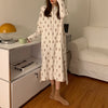 Korean Style Teddy Bear Print Long Sleeve Pajama Dress