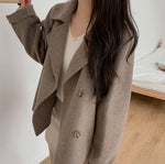 Korean Style Double Breasted Wool Blended Coat