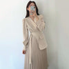 Designer OL One Piece Pleated Suit Dress