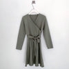 Korean Style Soft Knit Wrap Style Mini Dress