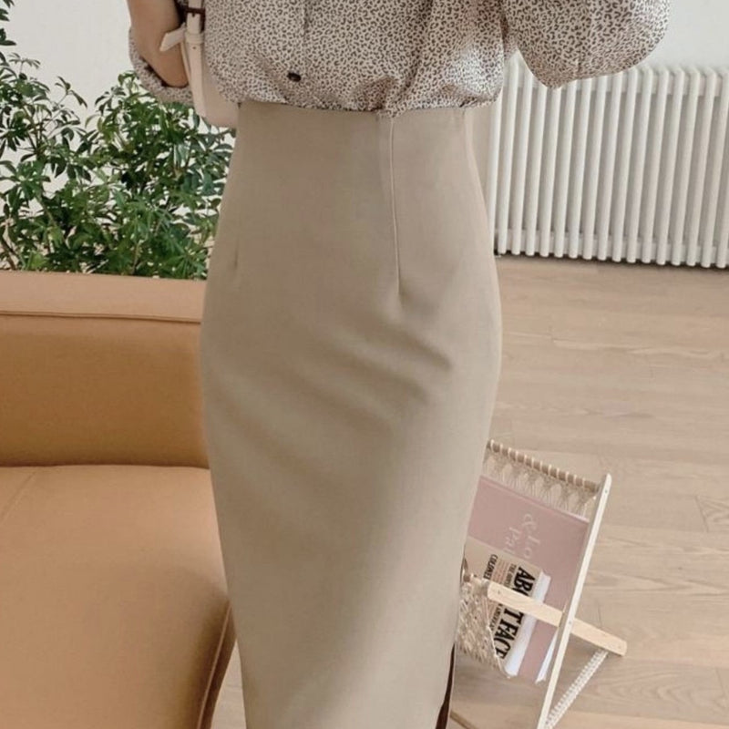 High Rise Pencil Skirt with Side Slit