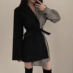 Designer Asymmetrical High-Low Blazer in Plaids with Belt