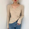 Soft Cotton V-Neck Ribbed Knit Top