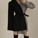 Designer Asymmetrical High-Low Blazer in Plaids with Belt