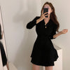 Korean Style Soft Knit Wrap Style Mini Dress