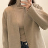 Minimalist Collarless Wool Blend Coat with Belt