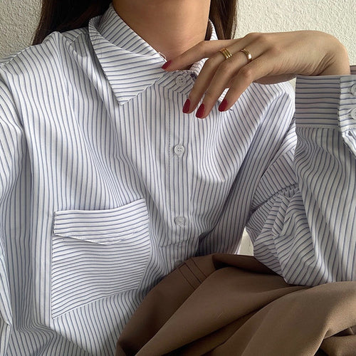 Classic White and Blue Striped Shirt