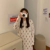 Korean Style Teddy Bear Print Long Sleeve Pajama Dress