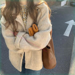 Korean Style Long Hair Wool Coat