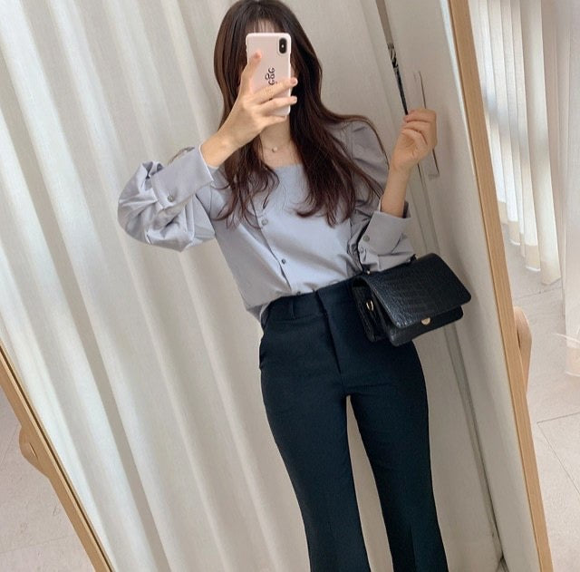 Square Neck Puffed Sleeve Blouse