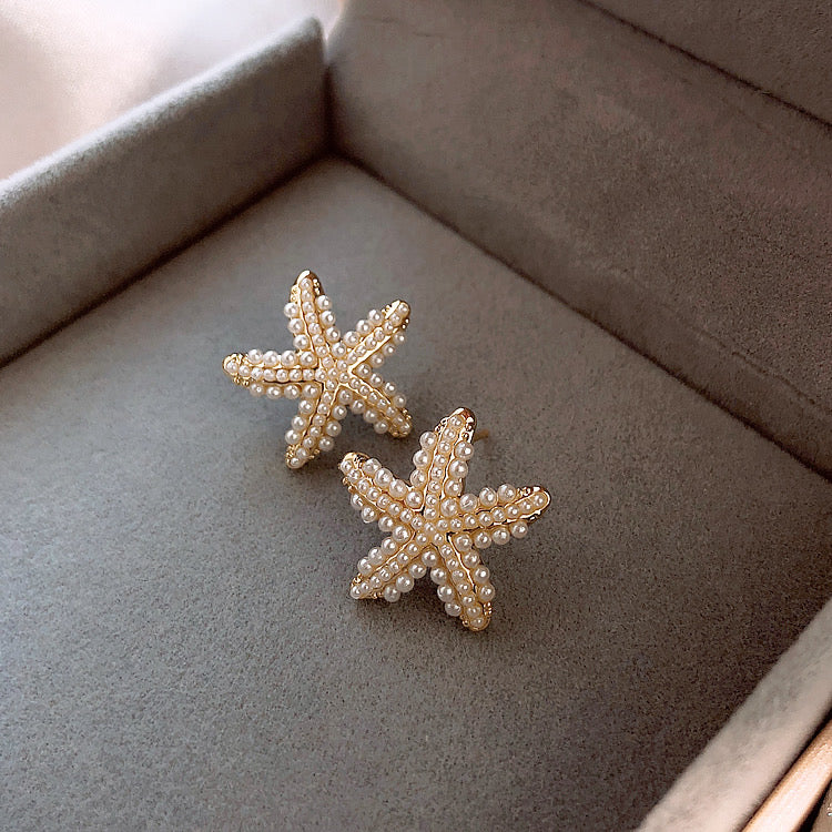 Starfish Shaped Pearly Ear Studs