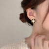 Pearl with Leather Circle Ear Studs