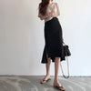 Black Fishtail Midi Skirt