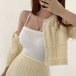 Egg Yellow Knitted Two-Piece Dress Set