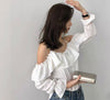 Off-The-Shoulder Ruffled Chiffon Sling Top