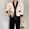 Classic Black and Beige Knitted Cardigan