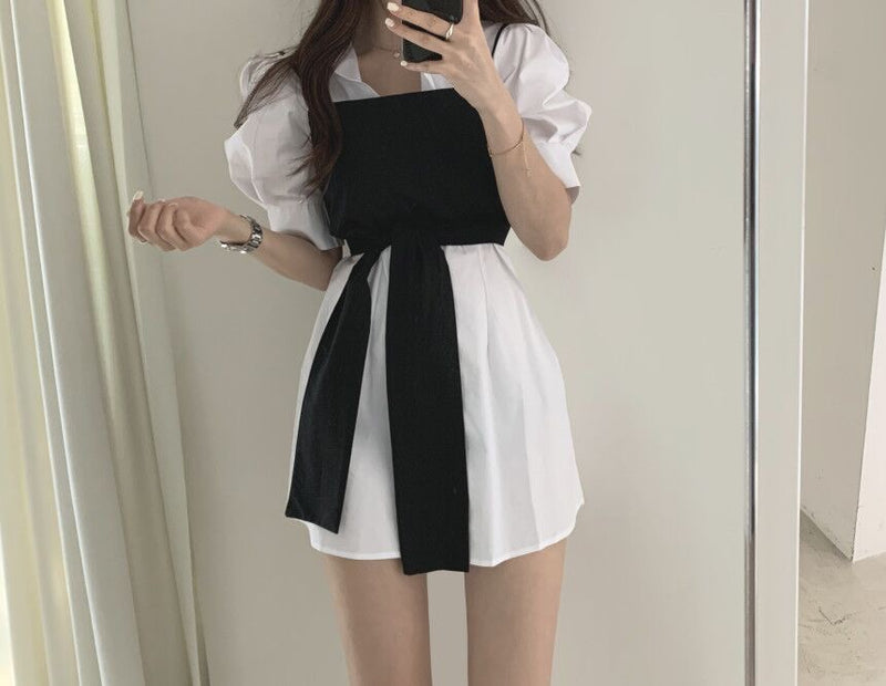 Korean Style Two-in-One Shirt Dress