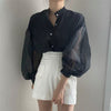 Designer Organza Sleeves Button-Up Blouse