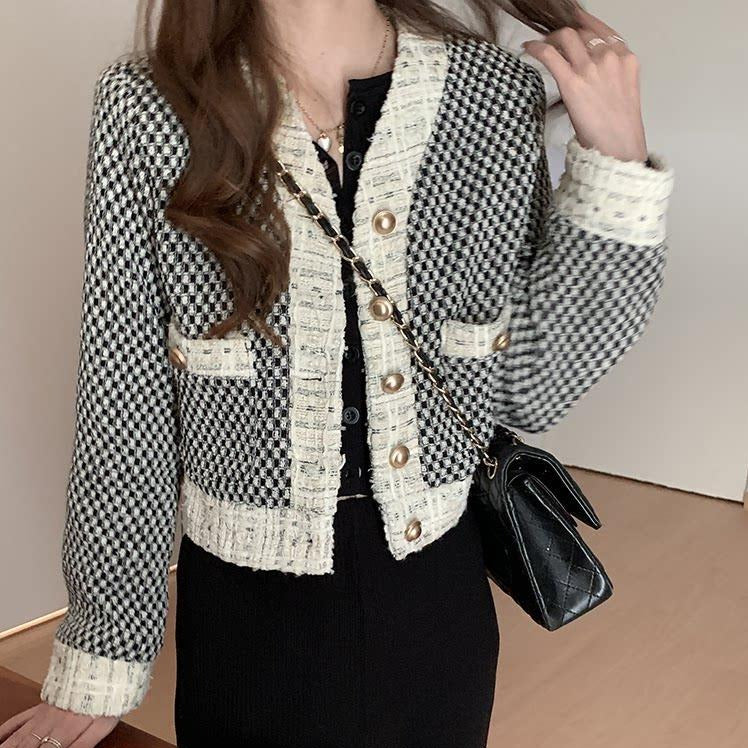 Classic Black and White Tweed Jacket