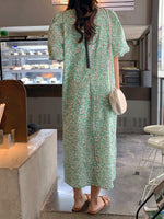 Floral Puff Sleeve Loose Fit Dress