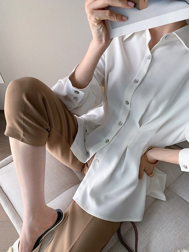 Chiffon Shirt with Pleated Bottom