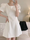 Short Sleeve Mini Dress with Cut Out Meshed Waist