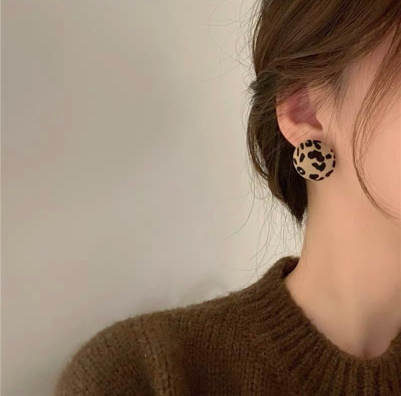 Leopard Fabric Ear Studs