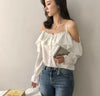 Off-The-Shoulder Ruffled Chiffon Sling Top