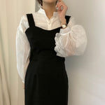 Designer Organza Sleeves Button-Up Blouse