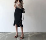 Black Fishtail Midi Skirt