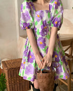 Square Neck Floral Print Dress