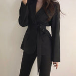 Korean Style Belted Blazer