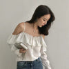 Off-The-Shoulder Ruffled Chiffon Sling Top