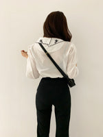 Vintage Style Shirt with Oversized Embroidered Collars