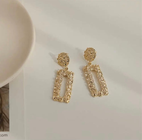 Rectangle Gold Dangling Earrings