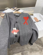 Korean Style Embroidered Letter Heart Soft Wool Cardigan