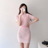 Knitted Contrast Color 2-Piece Dress Set