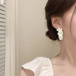 Three White Flowers Earrings