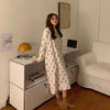 Korean Style Teddy Bear Print Long Sleeve Pajama Dress