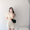 Knitted Contrast Color 2-Piece Dress Set