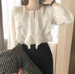 Ruffled Collar Long Sleeve Shirt