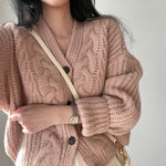 Loose Knit Braided Cable Cardigan